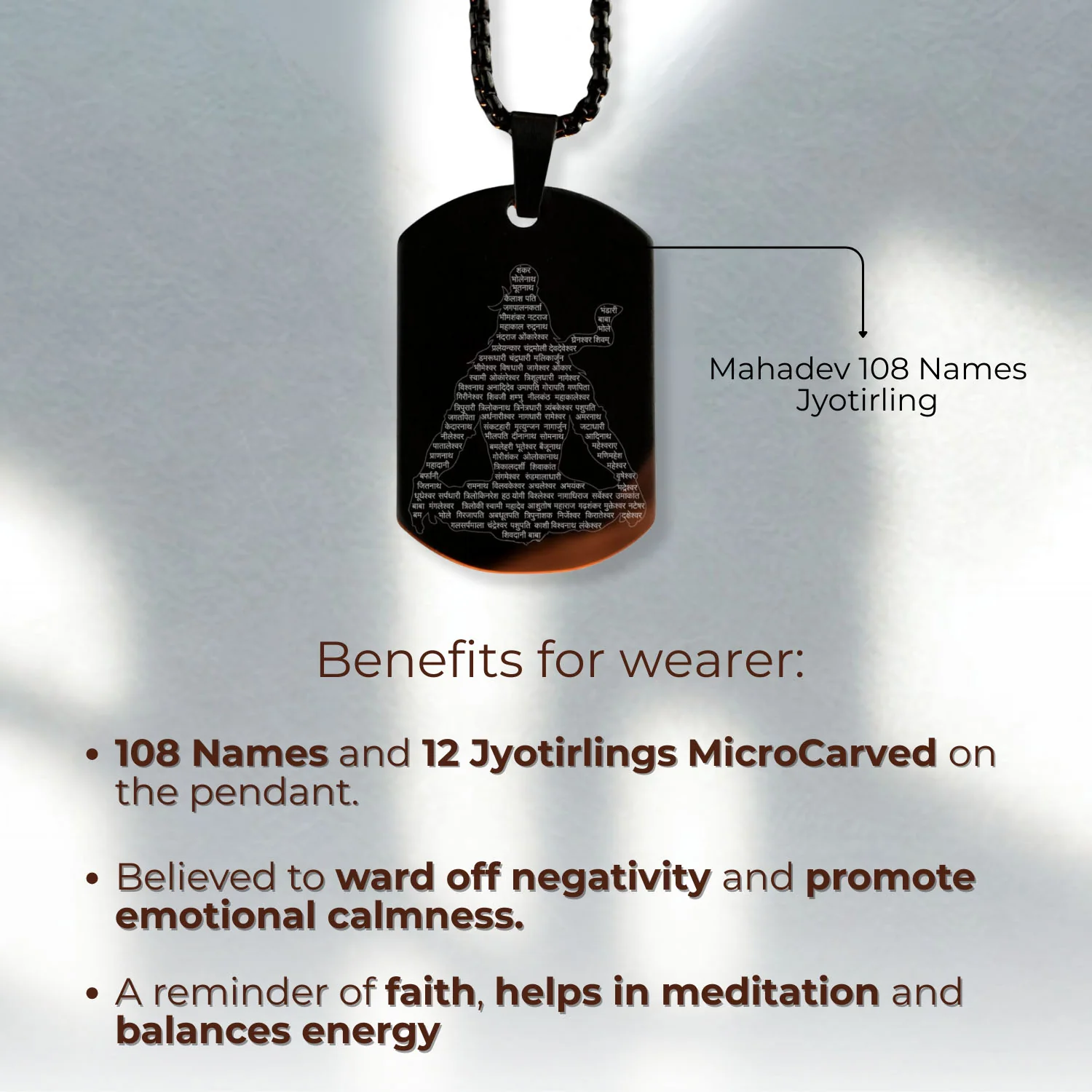 Mahadev 108 Names Jyotirling MicroCarved Tag Necklace - Image 10