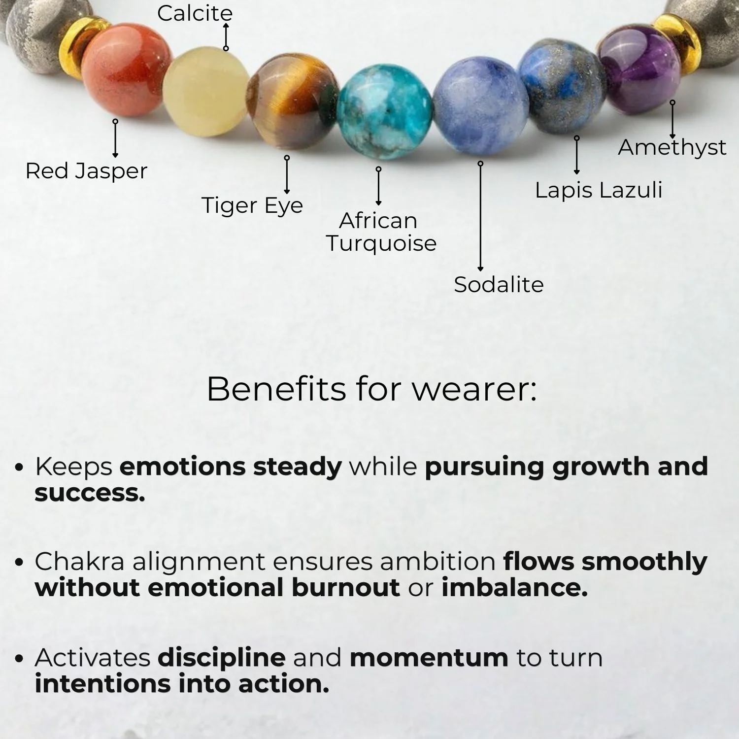 Money Magnet Pyrite 7 Chakra Natural Stone Bracelet - Image 11