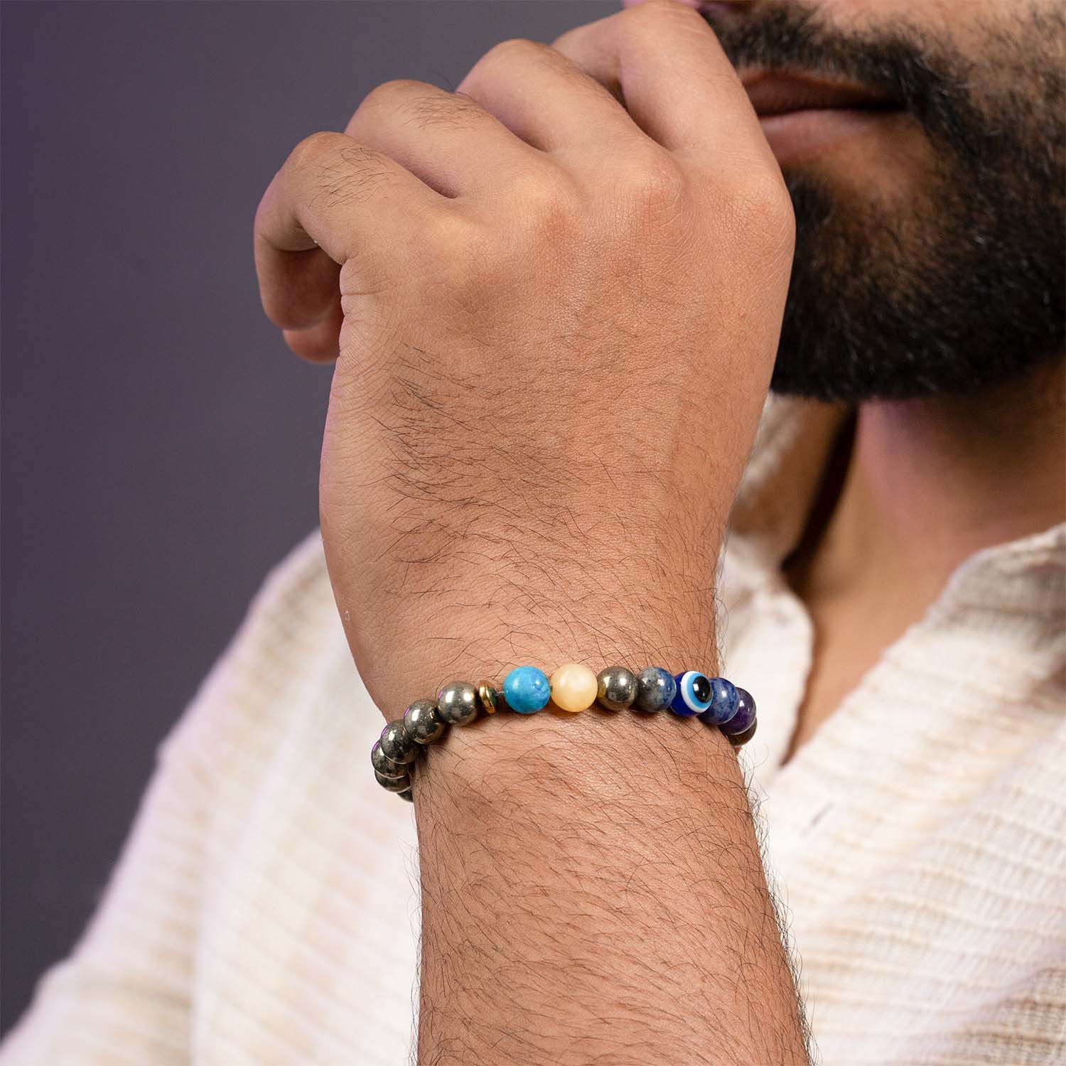 Money Magnet Pyrite 9 Chakra Natural Stone Bracelet - Image 12