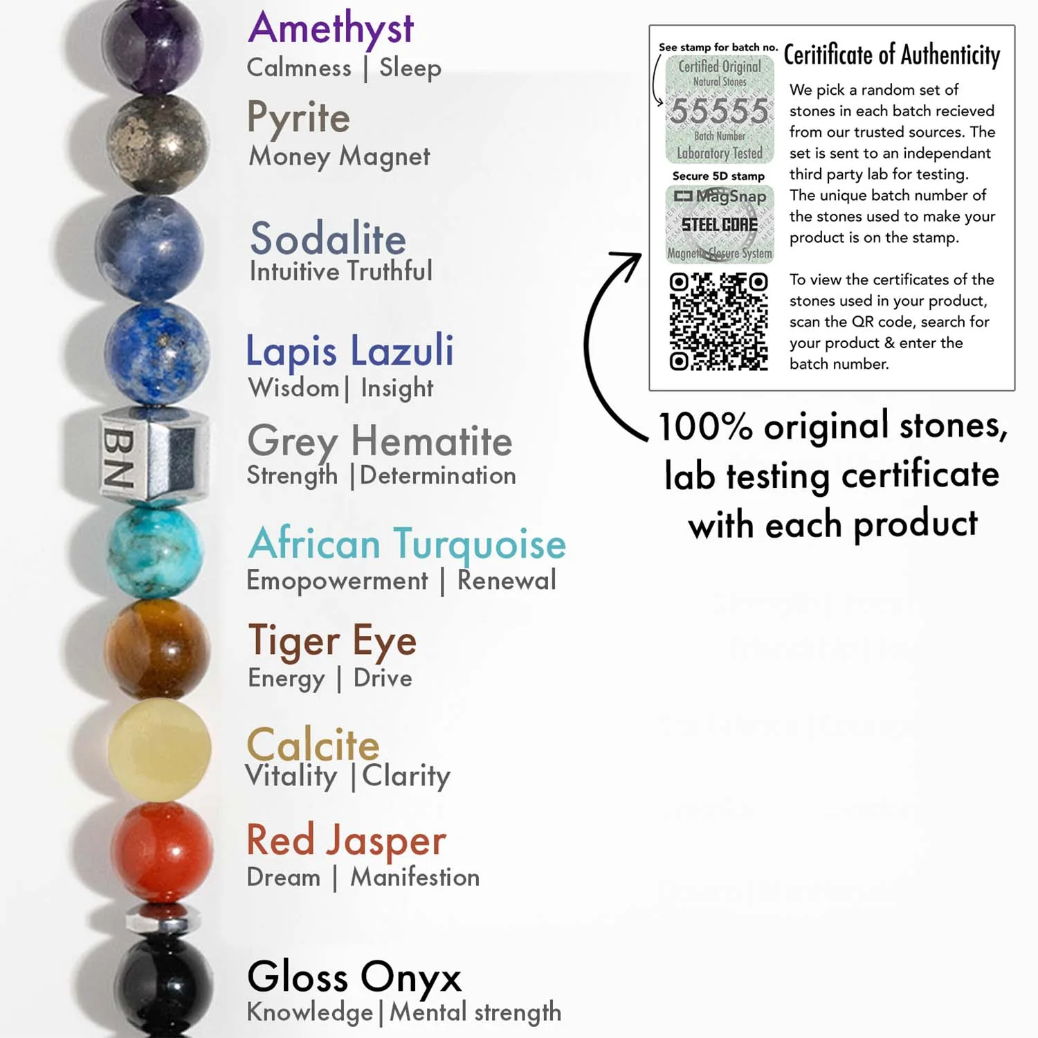 Personalised Chakras Natural Stone Couple Bracelets with Magsnap 2 - Image 3