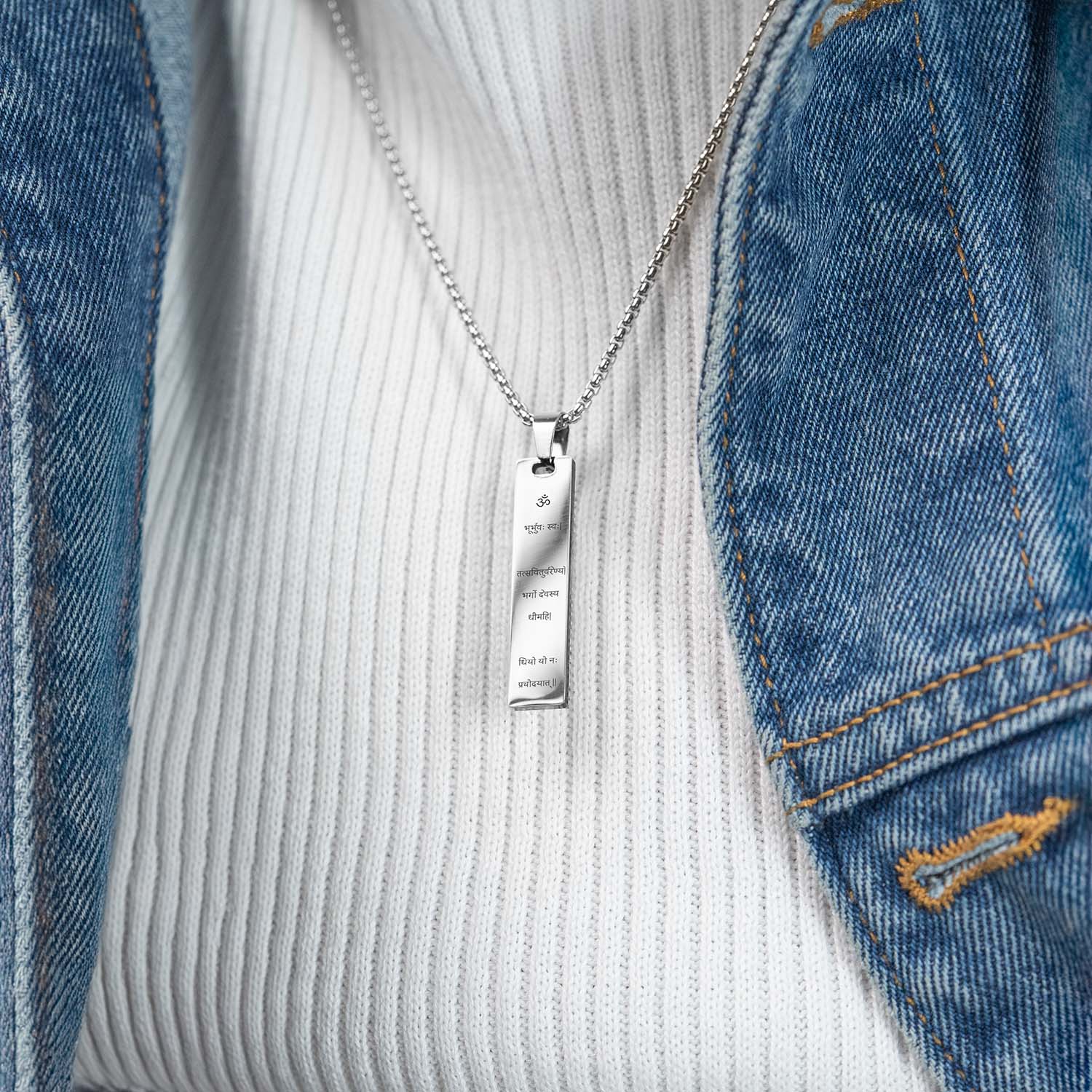 Radiant Gayatri Mantra Mini Tag Necklace - Image 18