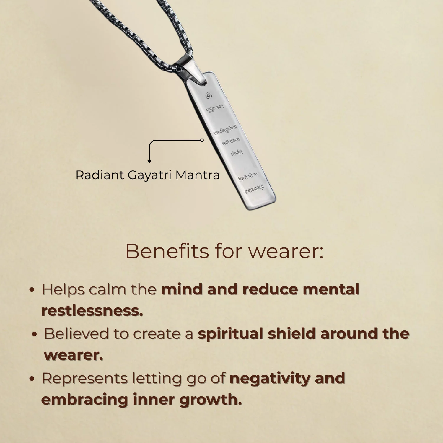 Radiant Gayatri Mantra Mini Tag Necklace - Image 9