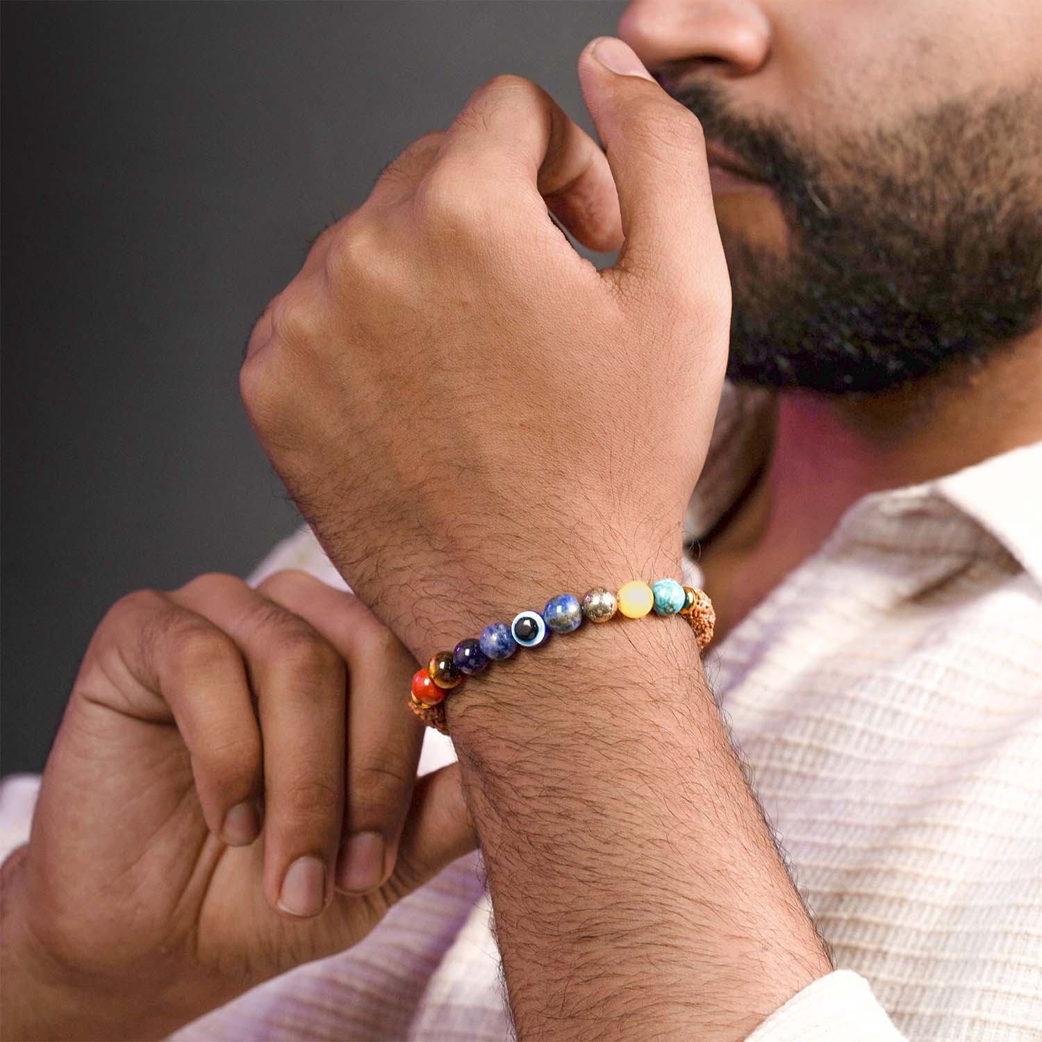 Spiritual Rudraksh 9 Chakra Bracelet - Image 3