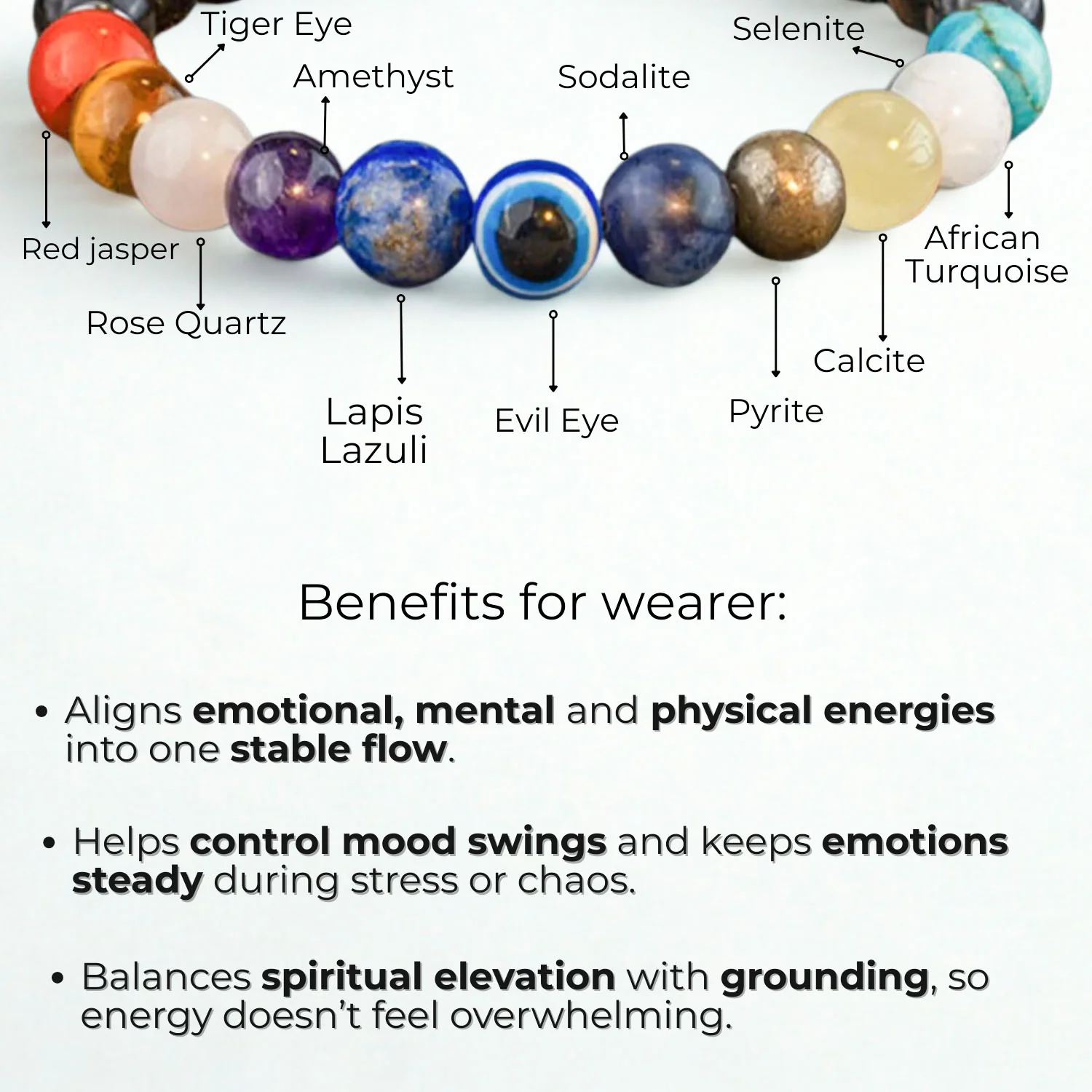 Super 11 Chakra Evil Eye Natural Stone Bracelet - Image 11